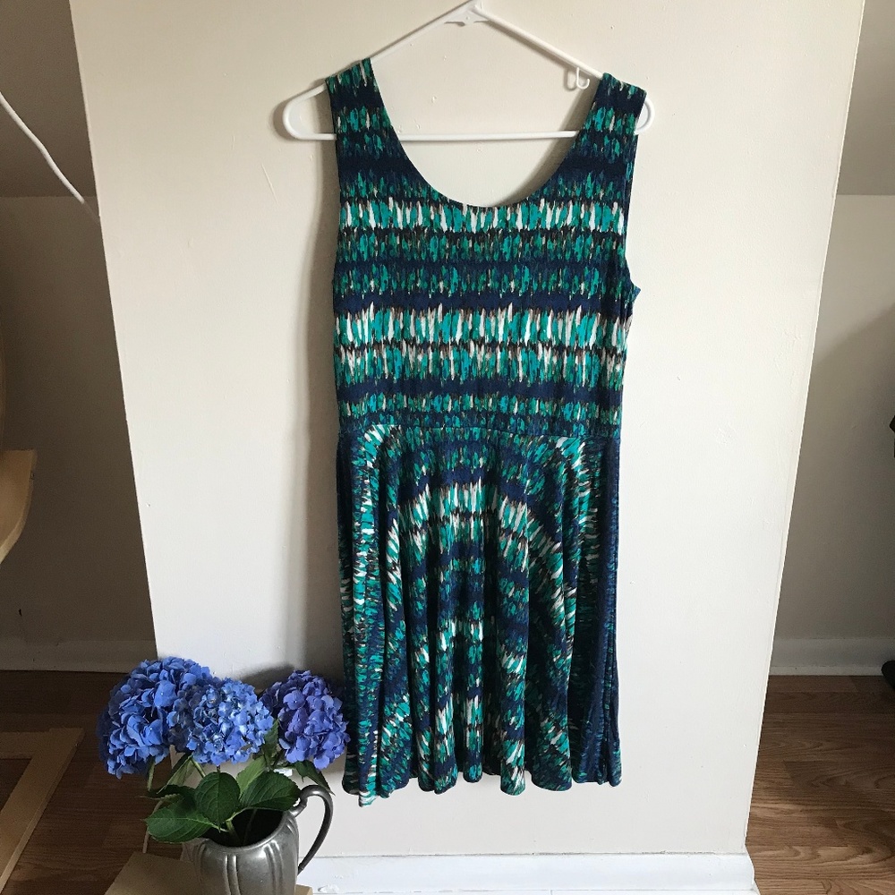 Swing Dress with Aqua Pattern